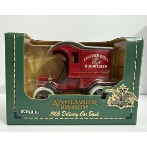 Vintage 1905 Anheuser Busch Delivery Car Die Cast Coin Bank Boxed